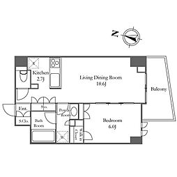 KDXレジデンス恵比寿 4階1LDKの間取り