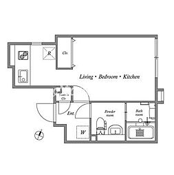 パセオ武蔵小山II 2階ワンルームの間取り