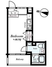 ラグディア高輪 4階ワンルームの間取り