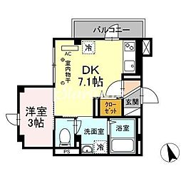 ルシエル恵比寿南 3階1DKの間取り