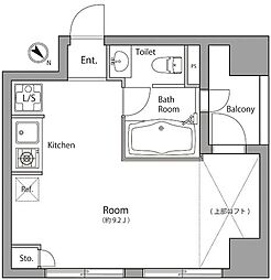 ローズハウス麻布十番 6階ワンルームの間取り