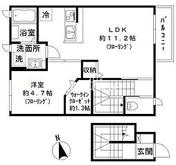 グランエスト武蔵小山 202 2階1LDKの間取り