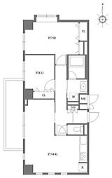 MG目黒駅前（エムジー目黒駅前） 13階2LDKの間取り