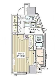 パークアクシス白金 9階ワンルームの間取り