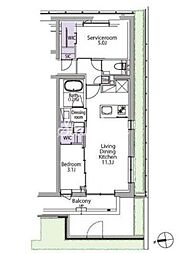 イプセ白金台 1SLDKの間取図画像