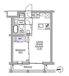 イプセ白金台 2階1LDKの間取り
