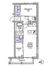 イプセ白金台 503 5階2LDKの間取り
