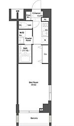 ディームス目黒行人坂 2階1Kの間取り