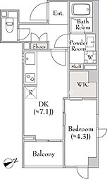 ミリアレジデンス白金台 3階1DKの間取り