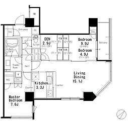 MFPR目黒タワー 2SLDKの間取図画像