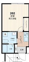 セレス池田山 202 2階1Kの間取り