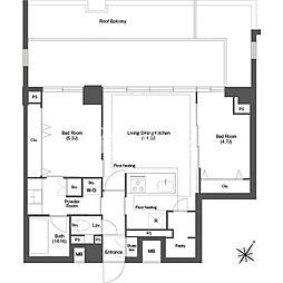 ディームス目黒行人坂 2LDKの間取図画像