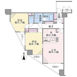 ソオワ川崎ウエスト 2LDKの間取図画像