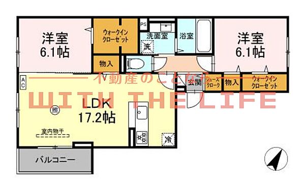D-roomT.MIII ｜福岡県久留米市諏訪野町(賃貸アパート2LDK・2階・70.19㎡)の写真 その2