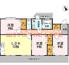 グレイスコート花畑 301号 ｜ 福岡県久留米市西町1036-24（賃貸マンション3LDK・3階・84.62㎡） その2