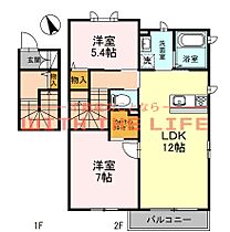 HEARTY S　ENT（ハーティーズエント） F202号 ｜ 福岡県久留米市野中町938（賃貸アパート2LDK・2階・65.87㎡） その2