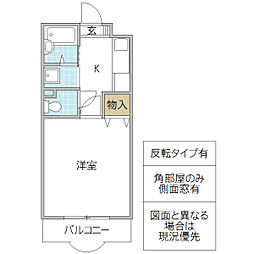 メゾンデジュール 2階1Kの間取り