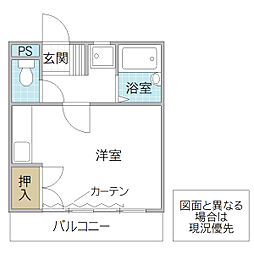 グランパルAZ II 3階ワンルームの間取り