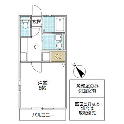 プレミール 2階1Kの間取り