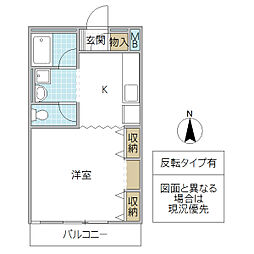 ブライトテラス 1Kの間取図画像