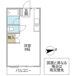 プレミール西原A ワンルームの間取図画像