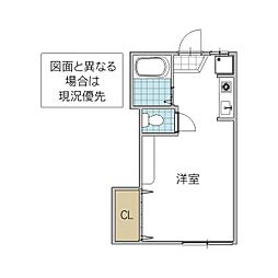 川崎第2ハイツ ワンルームの間取図画像