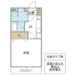 フォルテージュ 1Kの間取図画像