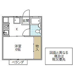 サイトウハイツ 1Kの間取図画像