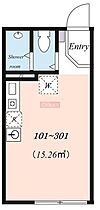 東京都中野区上高田２丁目（賃貸アパート1R・3階・15.26㎡） その2