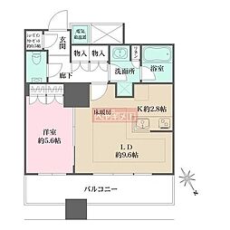 都営大江戸線 西新宿五丁目駅 徒歩7分の賃貸マンション 9階1LDKの間取り