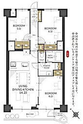 葛西ハイツ 3LDKの間取図画像