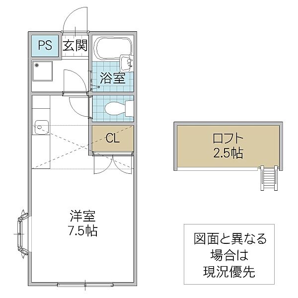 ELLE 101号室｜茨城県土浦市真鍋(賃貸アパート1R・1階・25.50㎡)の写真 その2