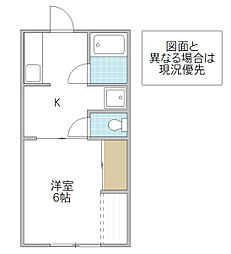 ライズ II 1階1Kの間取り