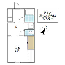 ライズ II 1階1Kの間取り