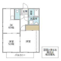コーポナカネ 2DKの間取図画像