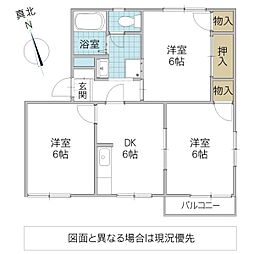 ジュネスK.N. 3DKの間取図画像