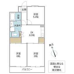 霞ケ浦グリーンハイツ 3DKの間取図画像