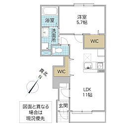 コンフォール K 1階1LDKの間取り