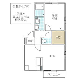 アイビースクエア四季の杜　E 2階1LDKの間取り