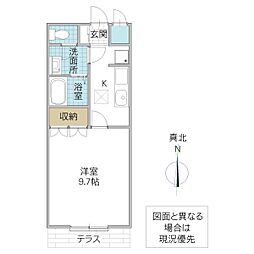 フラワーハイツ龍ヶ崎 1階1Kの間取り