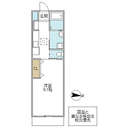 Boa sorte 1階1Kの間取り