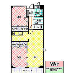 グランソレイユ 2階2LDKの間取り