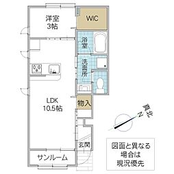 レーガベーネ土浦マリーナ 1階1LDKの間取り