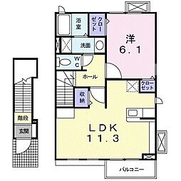 アイ・ライク・ホーム 2階1LDKの間取り