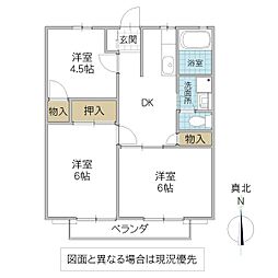ティピカルサンライフ 1階3DKの間取り