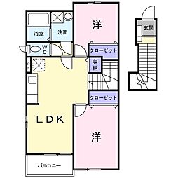 パストラーレB 2LDKの間取図画像