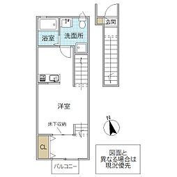 DJひたち野2 ワンルームの間取図画像