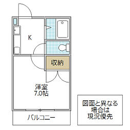チェリーガーデン牛久 1Kの間取図画像