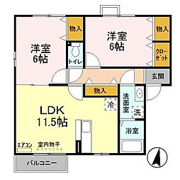 イースト・コートB 2LDKの間取図画像