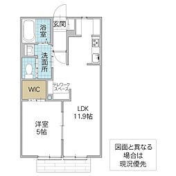 サンモールB 1LDKの間取図画像